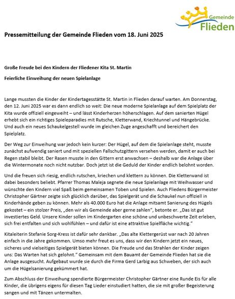 Spielgeräteeinweihung